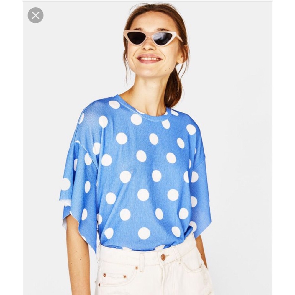 Bershka blue dot polka blouse 💫